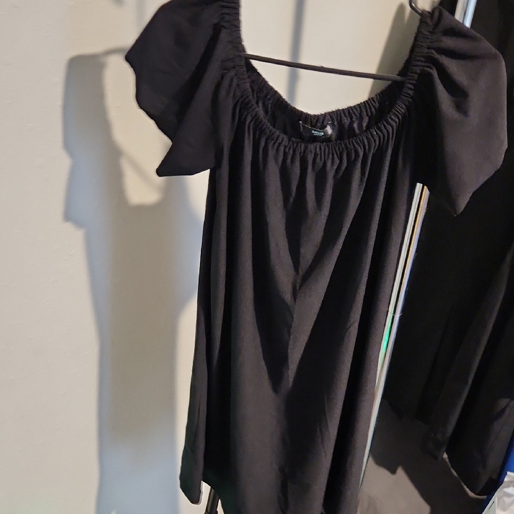 Mango Black Off-Shoulder Mini Dress